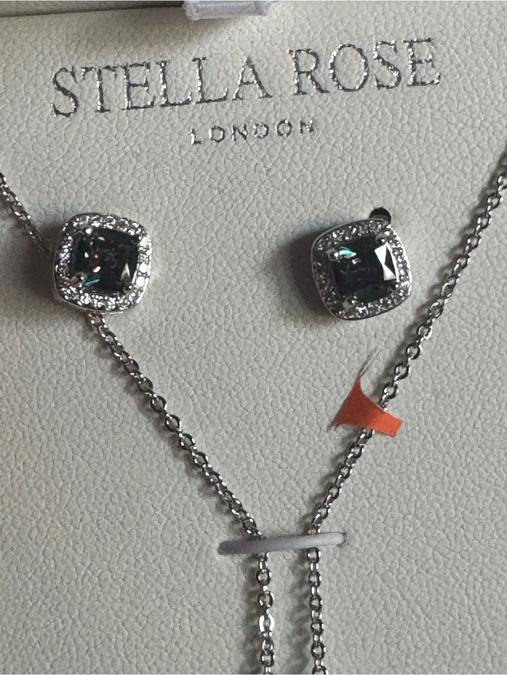 Silver-Plated Mystic Crystal Necklace & Stud Earrings